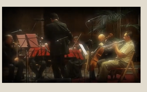 The Symphony Orchestra and Military Band of the Balearic Islands gathered before the high altar of the Cathedral of Palma