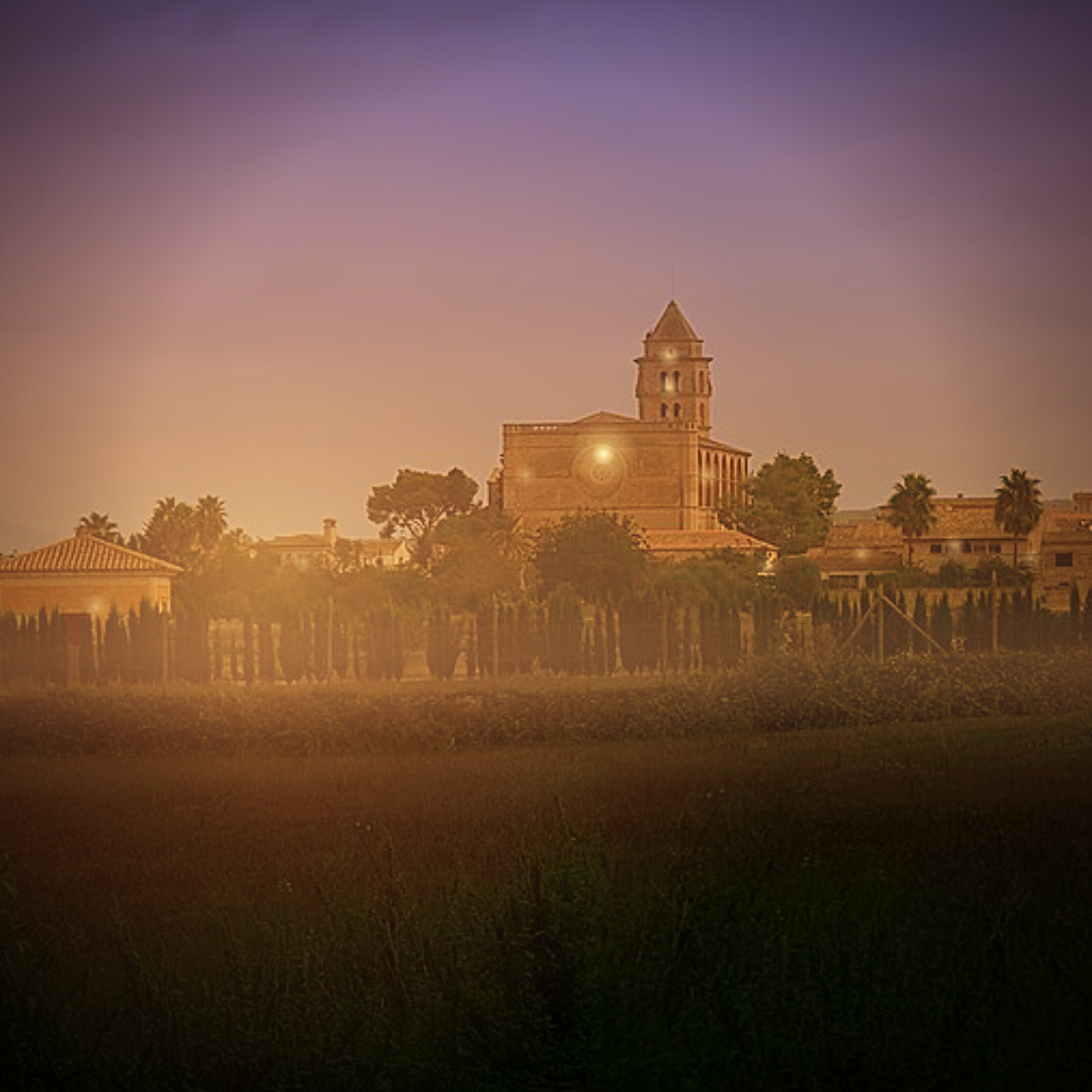 Petra, Mallorca, at sunset — the village where Junípero Serra was born