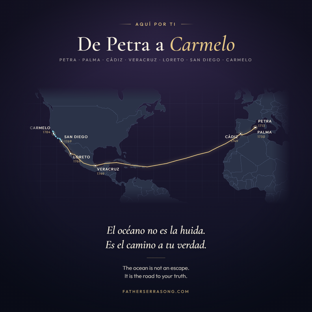 Map of the journey from Petra to Carmel