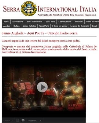 Serra International Italia article on Aquí Por Ti